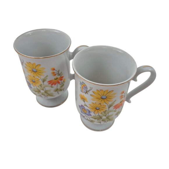 Royal Princess Fine Porcelain Mugs Floral Butterfly Design Gold Trim Japan 2 mug - Picture 9 of 9